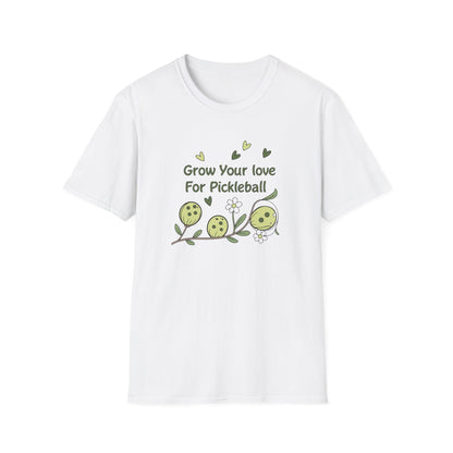 Women's Unique Pickleball T-shirt - Grow Your Love For Pickleball White
