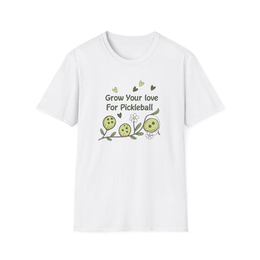 Women's Unique Pickleball T-shirt - Grow Your Love For Pickleball White