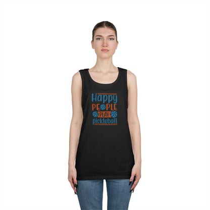 Women's Cheerful Pickleball Tank Top - Happy People Play Pickleball