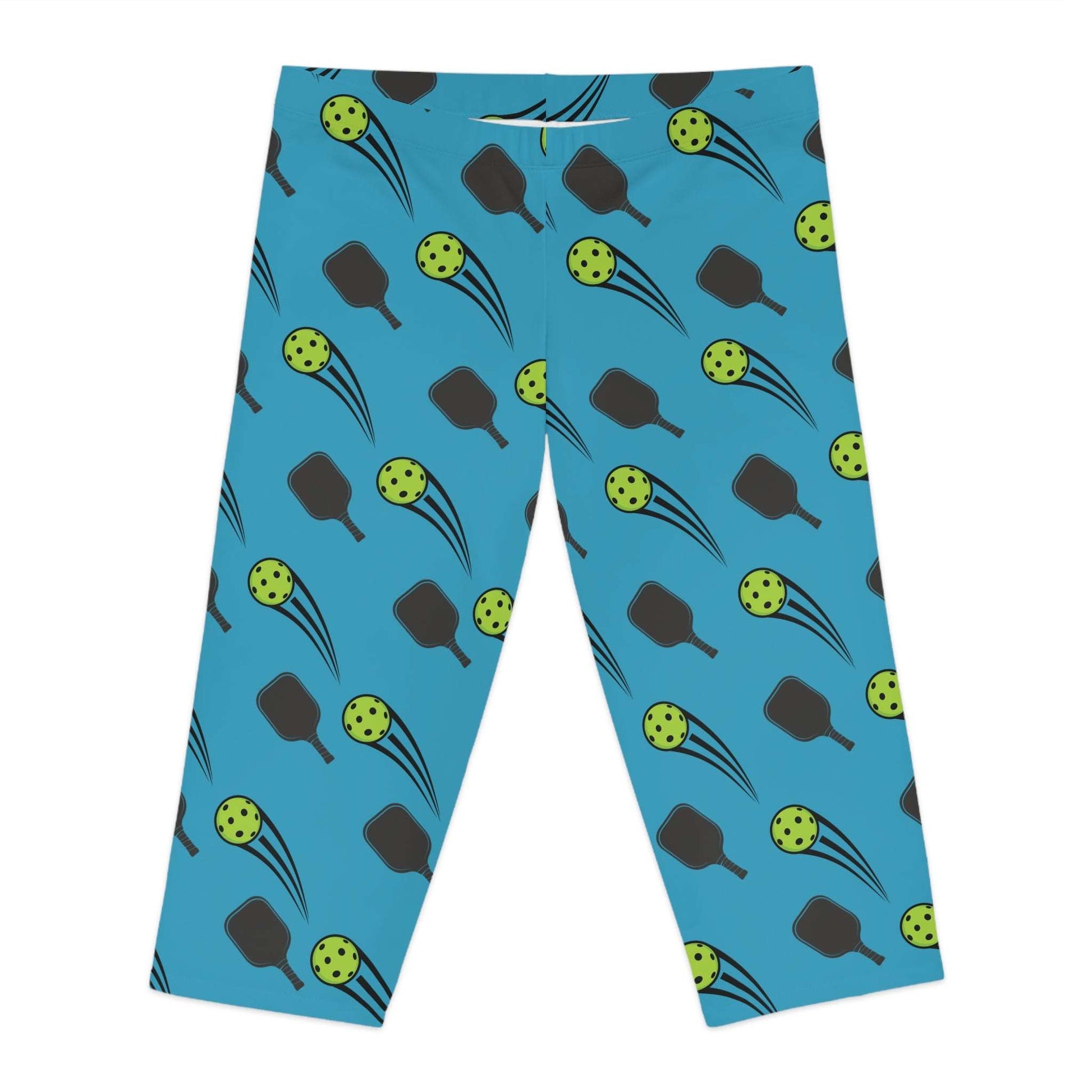 Women's Vibrant Pickleball Legging - Paddle and Ball Blue