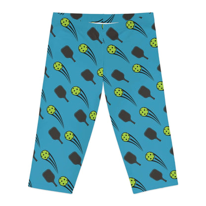 Women's Vibrant Pickleball Legging - Paddle and Ball Blue
