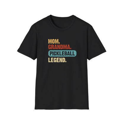 Women's Stylish Pickleball T-shirt - Mom Grandma Pickleball Legend Black