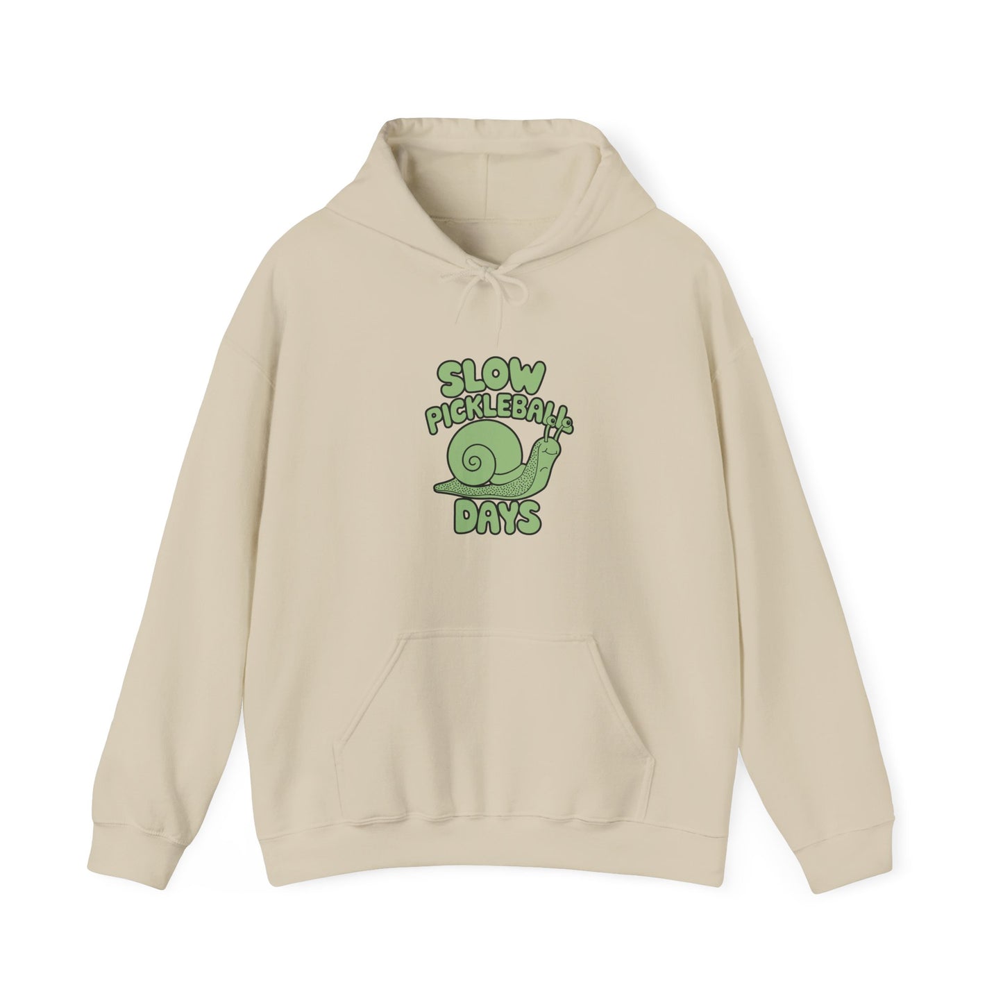 Men's Comfy Pickleball Hoodie - Slow Pickleball Days Beige