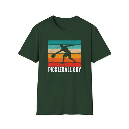Men's Eye-Catching Pickleball T-shirt - Pickleball Guy Retro Green