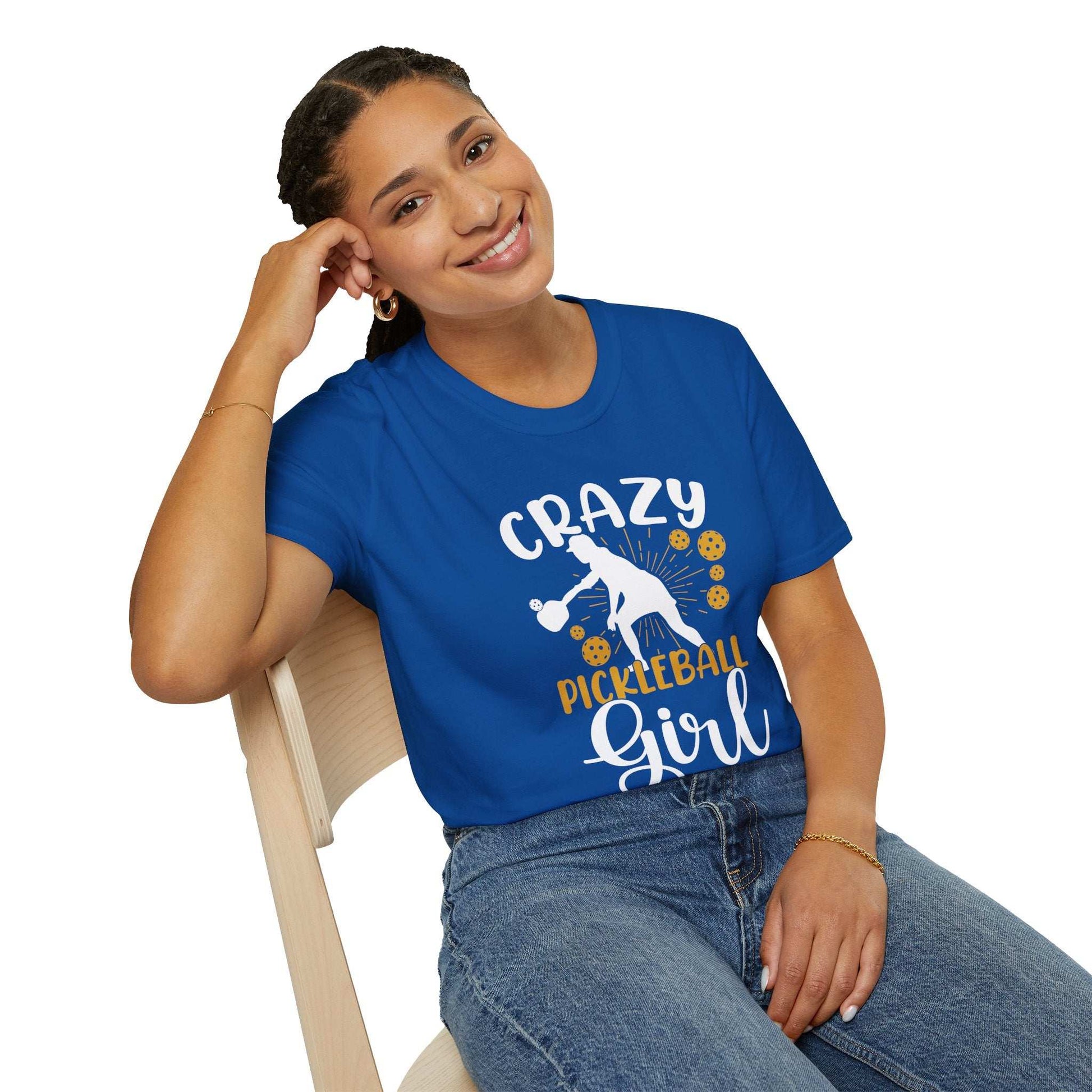 Women's Comfy Pickleball T-shirt - Crazy Pickleball Girl