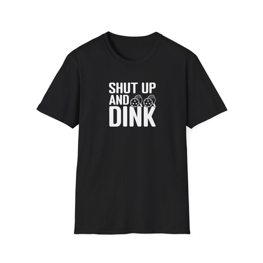 Women's Funny Pickleball T-shirt - Shut Up and Dink Black