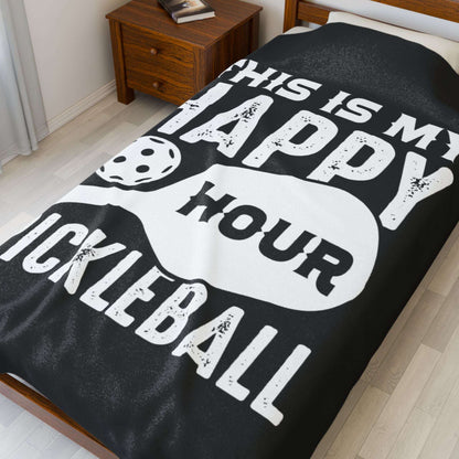 Pickleball Eye-Catching Blanket - This Is My Happy Hour Pickleball