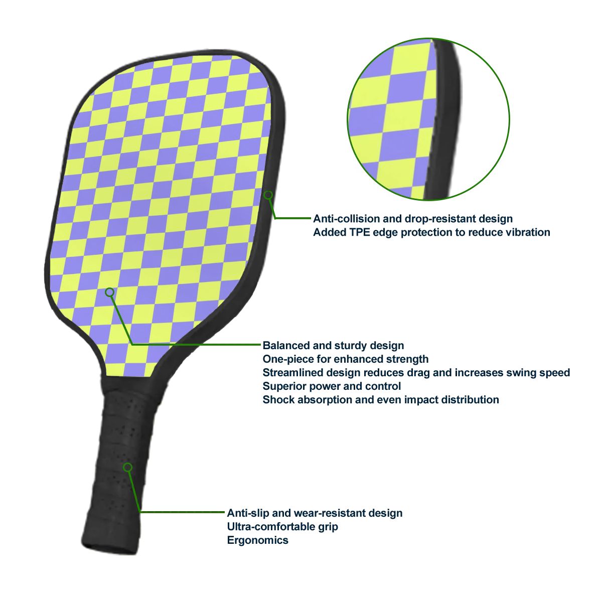 Pickleball Colorful Paddle - Checker Vibe