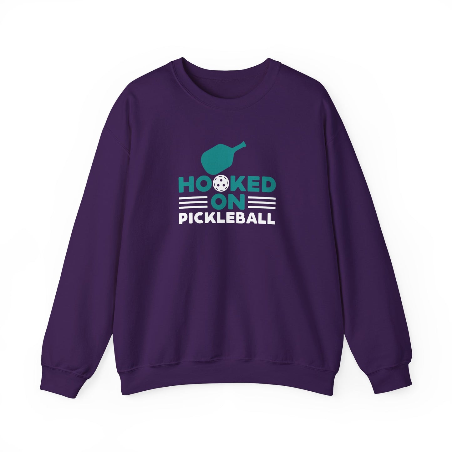 Women's Cool Pickleball Sweatshirt - Hooked on Pickleball Purple
