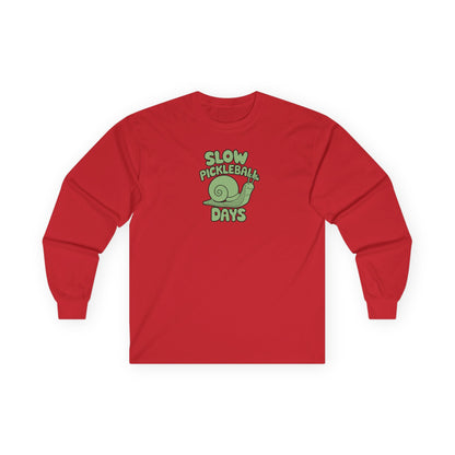 Women's Lightweight Pickleball Long Sleeves top - Slow Pickleball Days Red