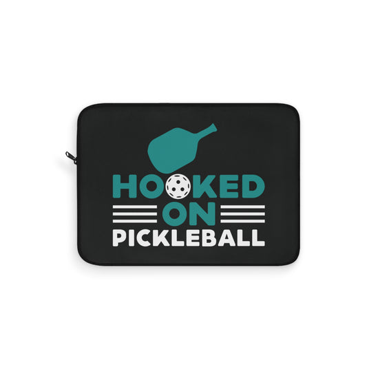 Pickleball Unique Laptop Sleeve - Hooked on Pickleball Black