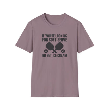 Men's Witty Pickleball T-shirt - Looking for Soft Serve? Get Ice Cream Purple