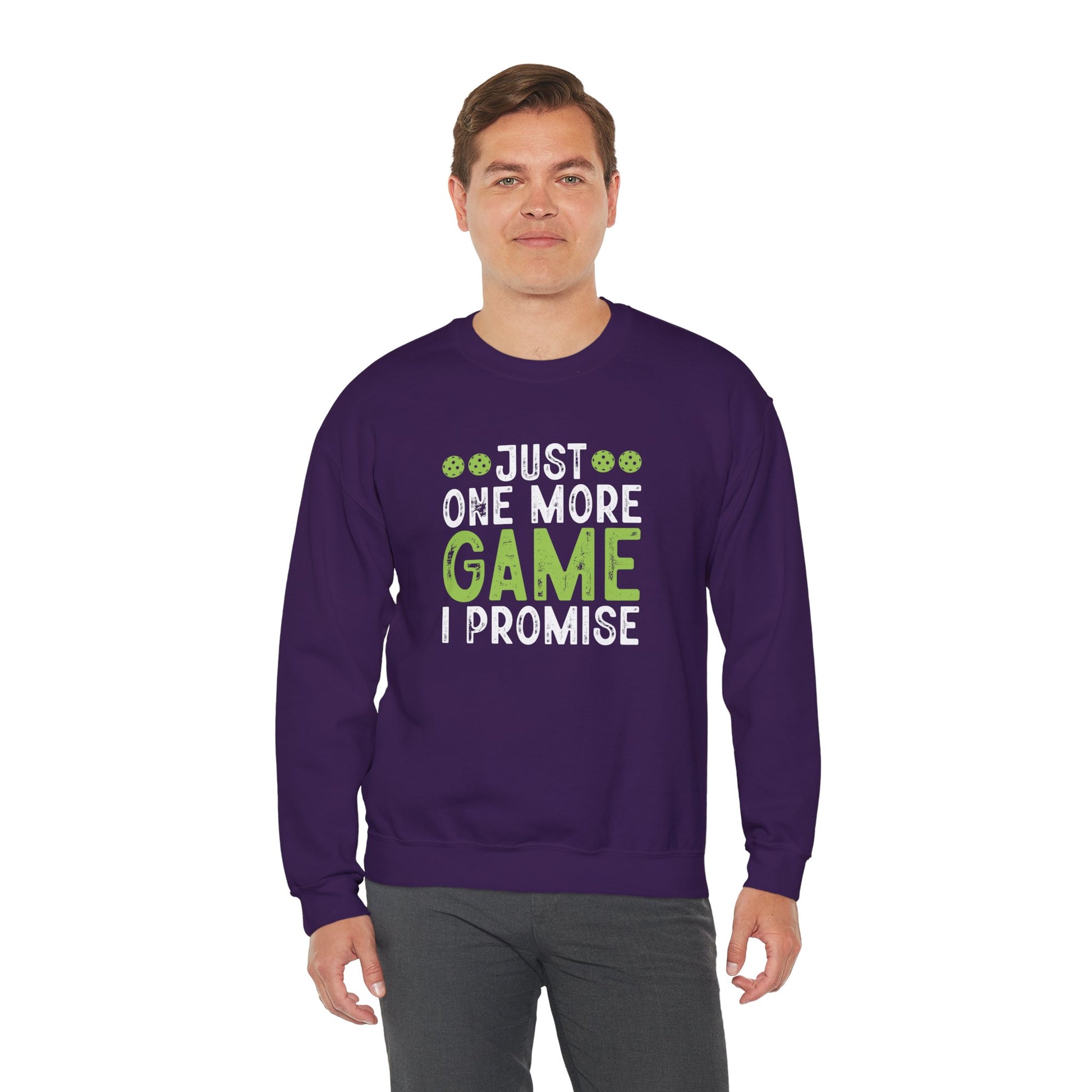 Men's Durable Pickleball Sweatshirt - Just One More Game I Promise