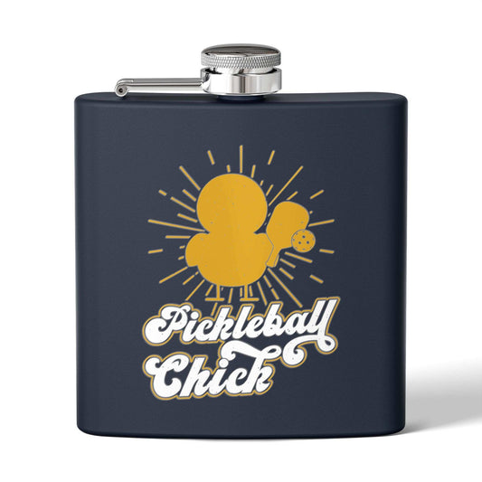 Pickleball Funny Flask - Pickleball Chick Navy