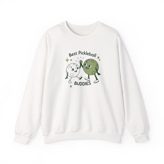Women's Cute Pickleball Sweatshirt - Best Pickleball Buddies White