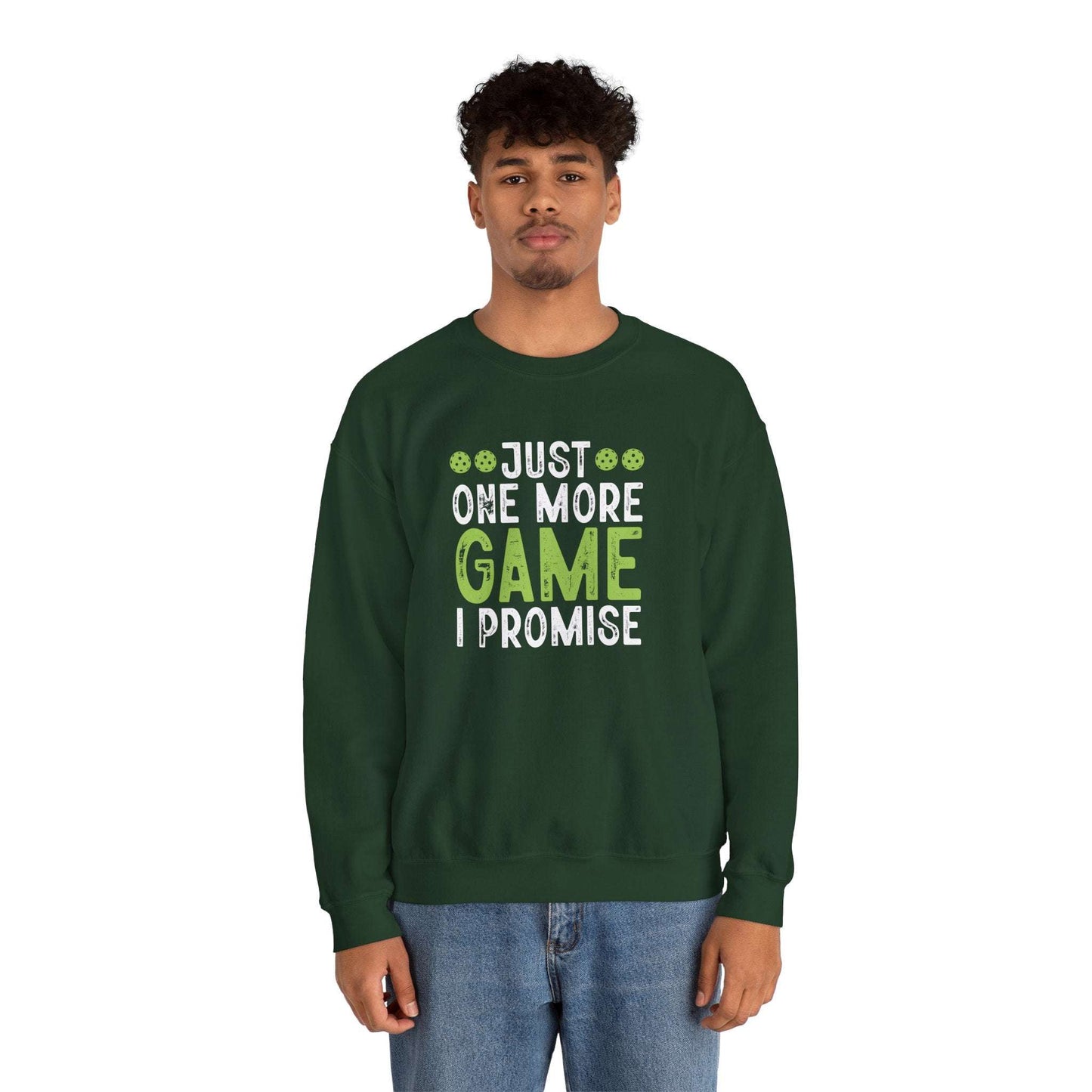 Men's Durable Pickleball Sweatshirt - Just One More Game I Promise