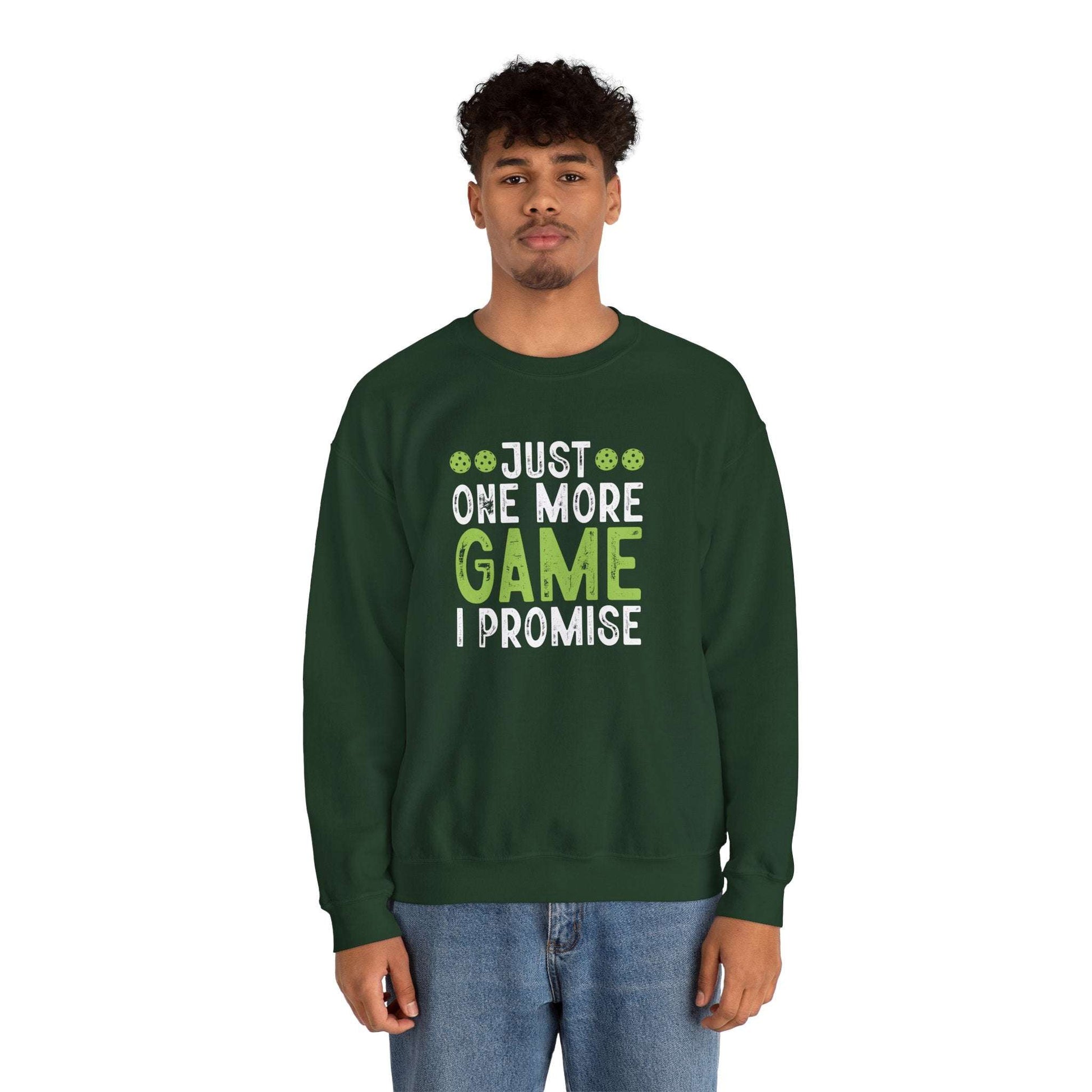 Men's Durable Pickleball Sweatshirt - Just One More Game I Promise