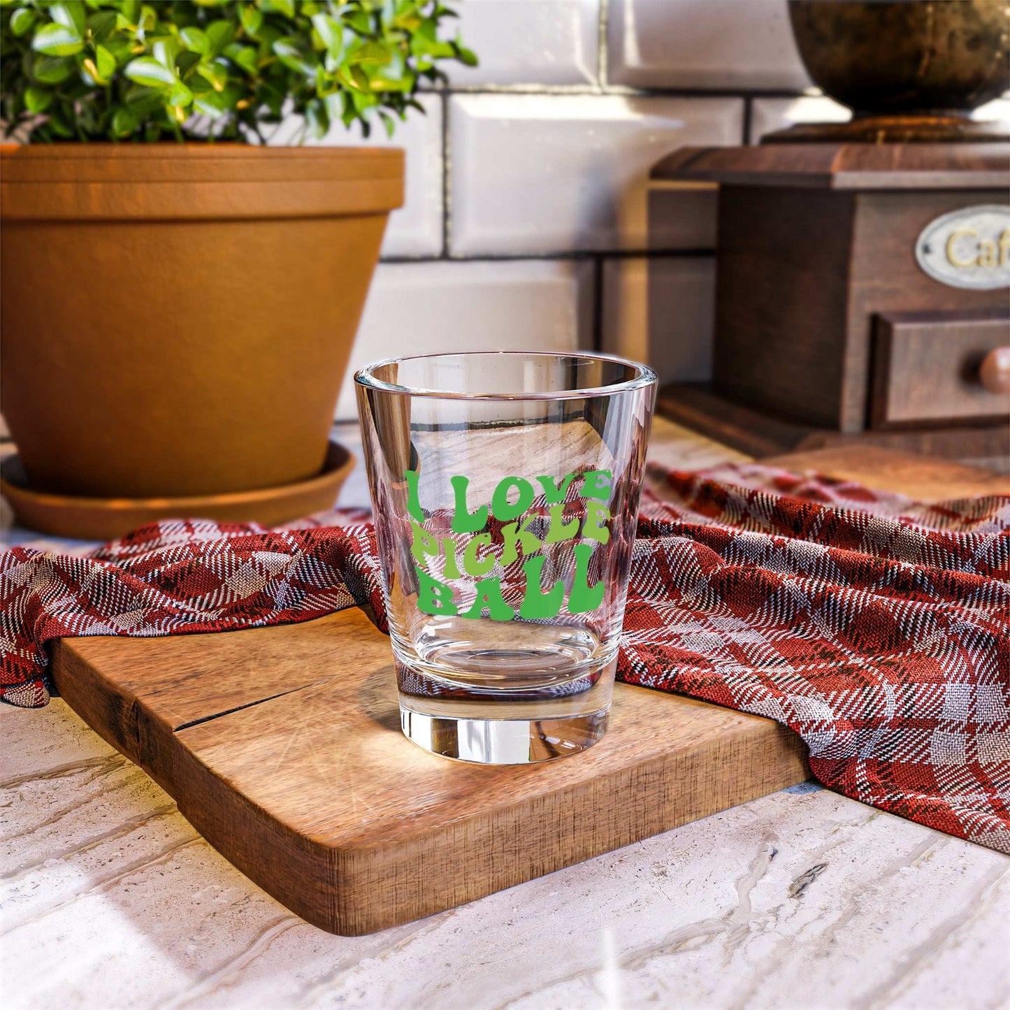 Pickleball Unique Shot Glass - I Love Pickleball