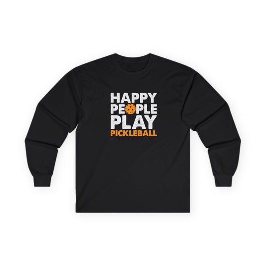 Women's Pickleball Long Sleeves top - Happy People Play Pickleball Black