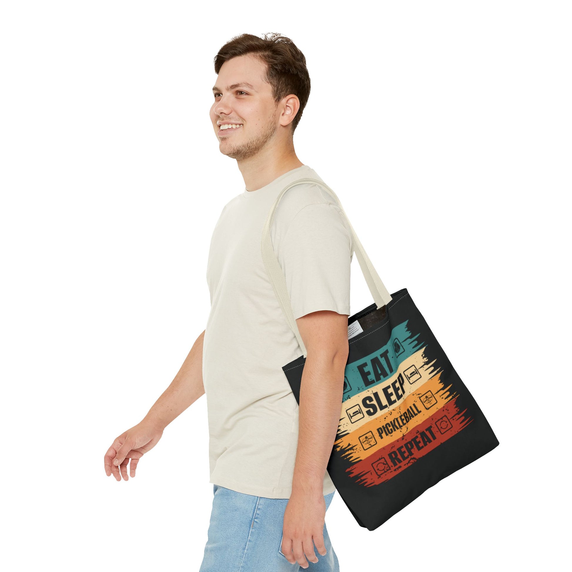 Pickleball Cool Tote Bag - Eat Sleep Pickleball Repeat Retro