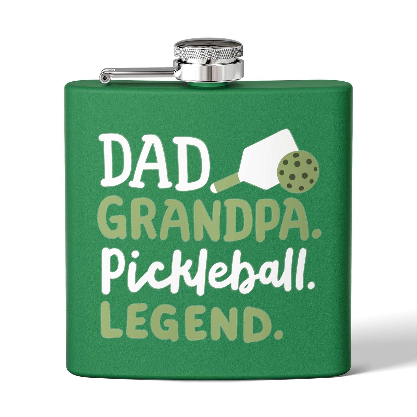 Pickleball Unique Flask - Dad Grandpa Pickleball Legend Green