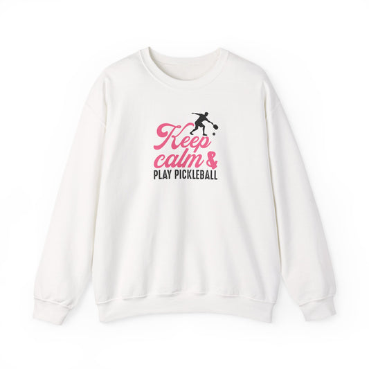 Women's Soft Pickleball Sweatshirt - Keep Calm & Play Pickleball White