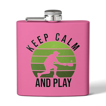 Pickleball Funny Flask - Keep Calm and Play Pink