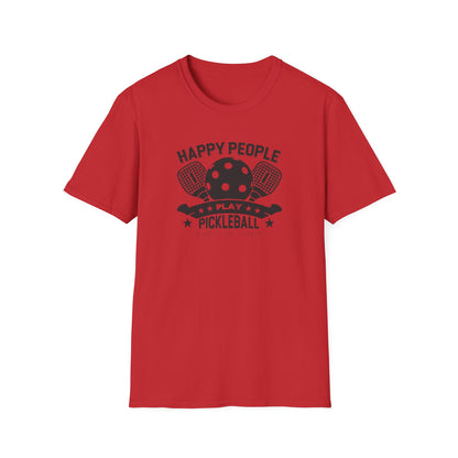 Men's Quirky Pickleball T-shirt - Happy People Play Pickleball Red