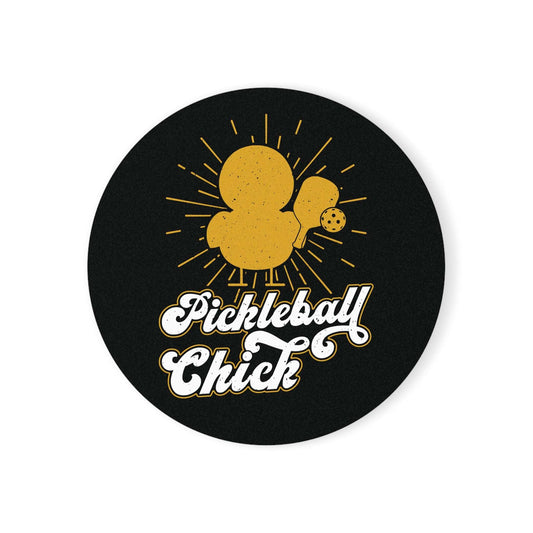 Pickleball Funny Cork Coaster - Pickleball Chick Black