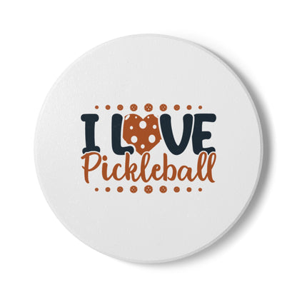 Pickleball Memorable Ceramic Coaster - I Love Pickleball Round