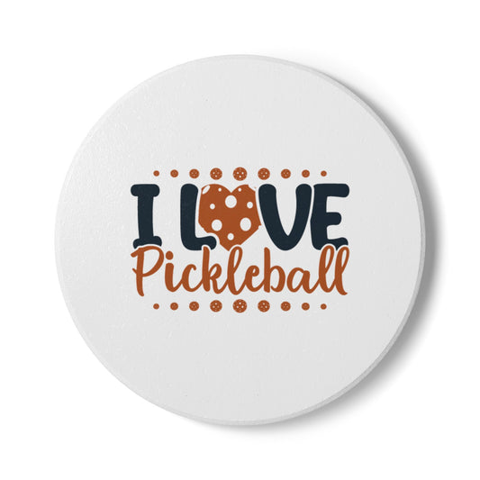 Pickleball Memorable Ceramic Coaster - I Love Pickleball Round