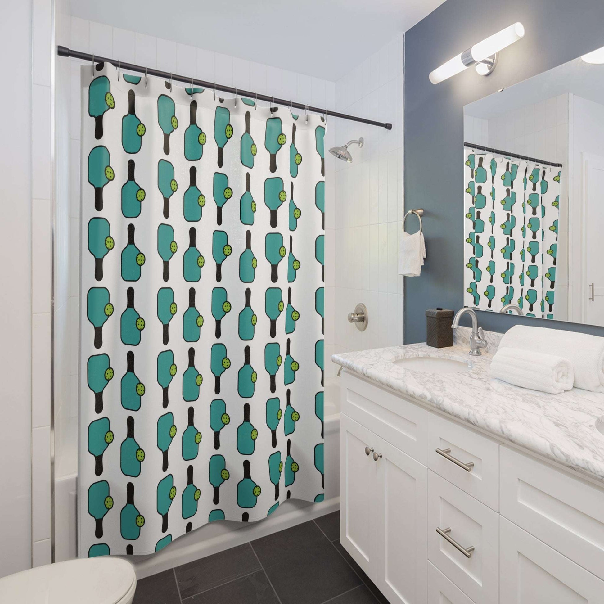 Pickleball Fun Shower Curtain - Paddle and Ball