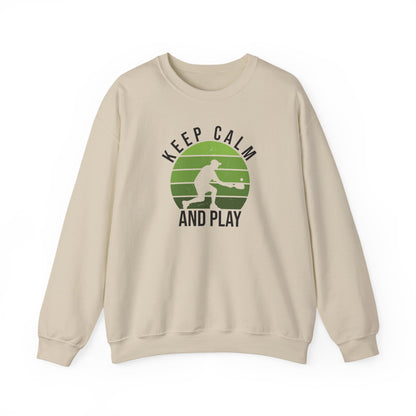 Men's Durable Pickleball Sweatshirt - Keep Calm and Play Beige