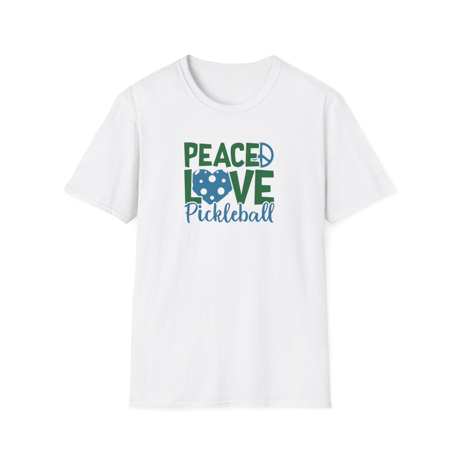 Women's Durable Pickleball T-shirt - Peace, Love, Pickleball White
