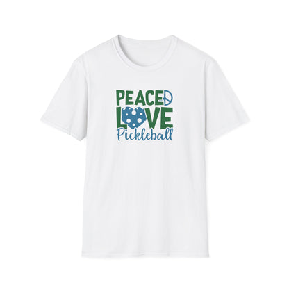 Women's Durable Pickleball T-shirt - Peace, Love, Pickleball White