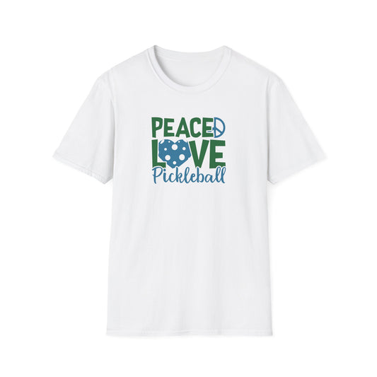 Women's Durable Pickleball T-shirt - Peace, Love, Pickleball White