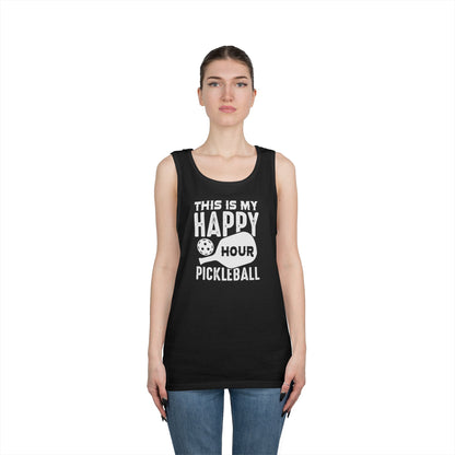 Women's Comfy Pickleball Tank Top - This Is My Happy Hour Pickleball