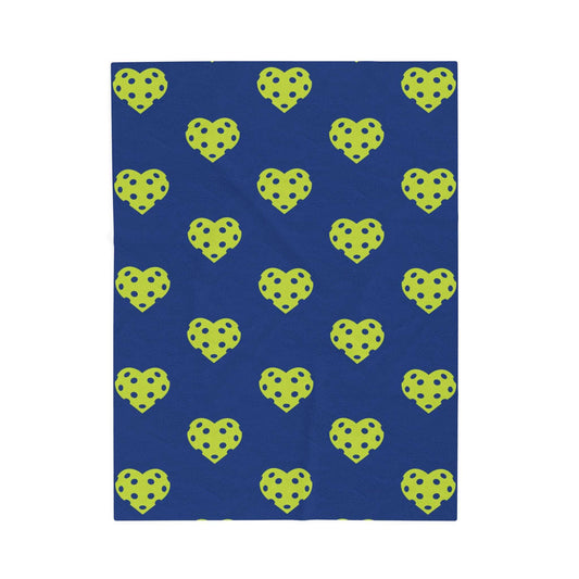 Pickleball Playful Blanket - Heart Blue