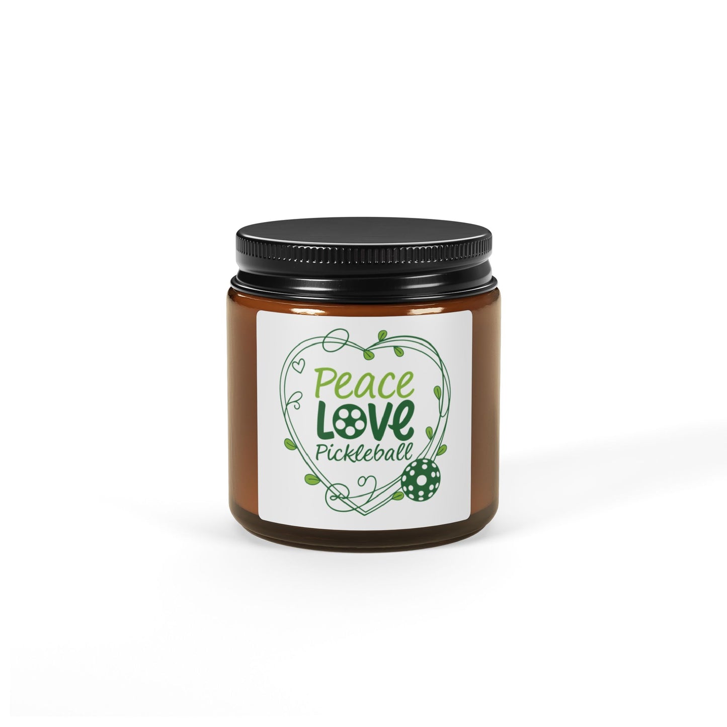 Pickleball Unique Candle - Peace Love Pickleball Amber