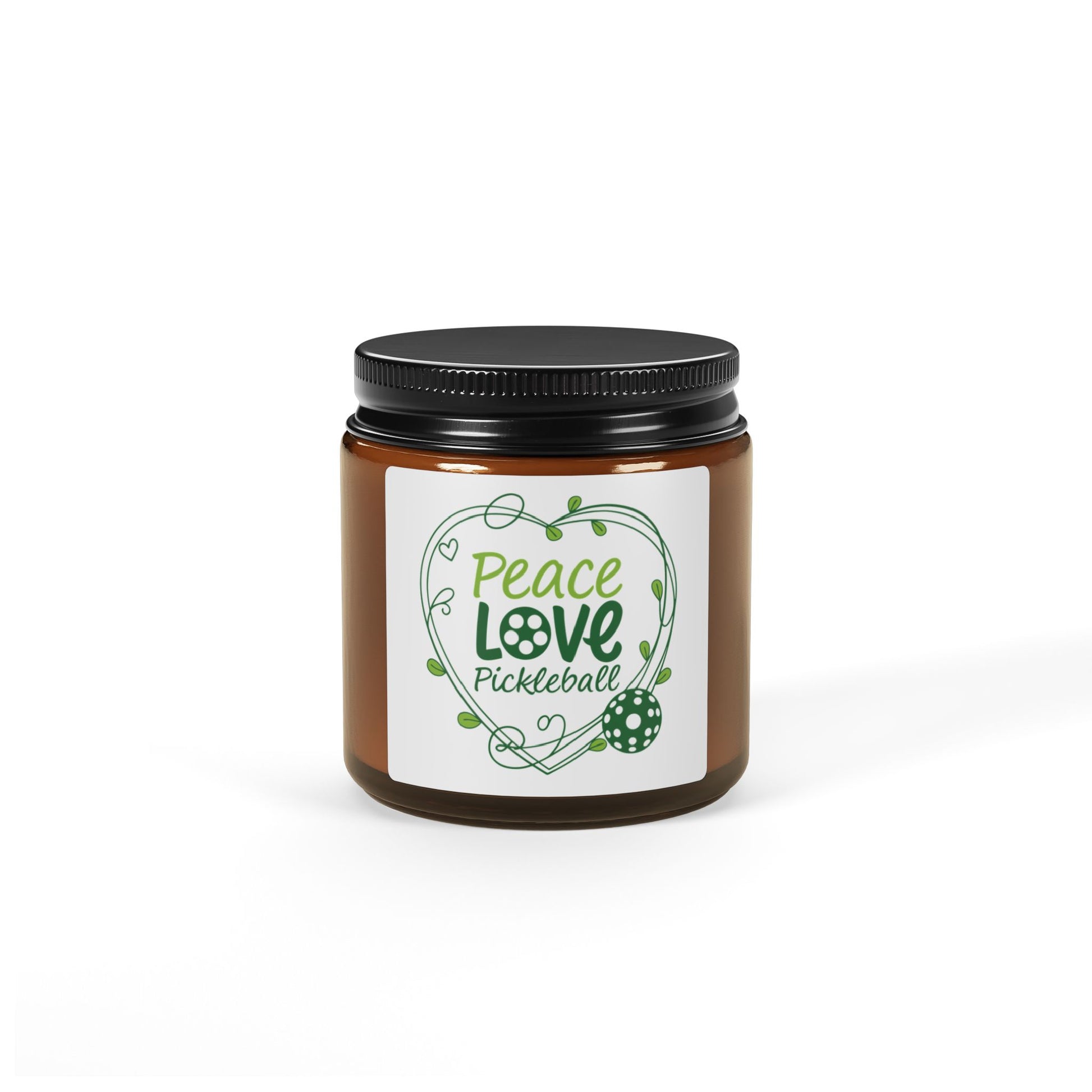 Pickleball Unique Candle - Peace Love Pickleball Amber