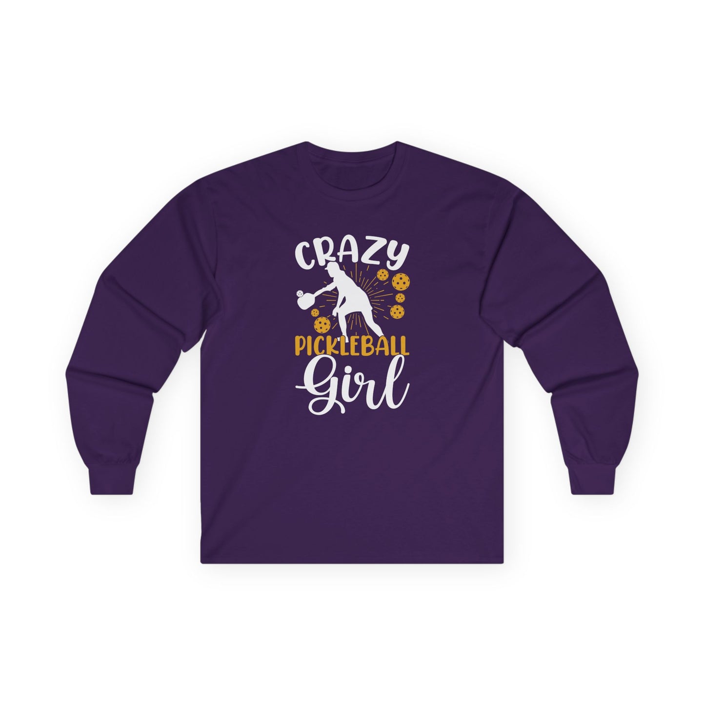 Women's Comfy Pickleball Long Sleeves top - Crazy Pickleball Girl Purple
