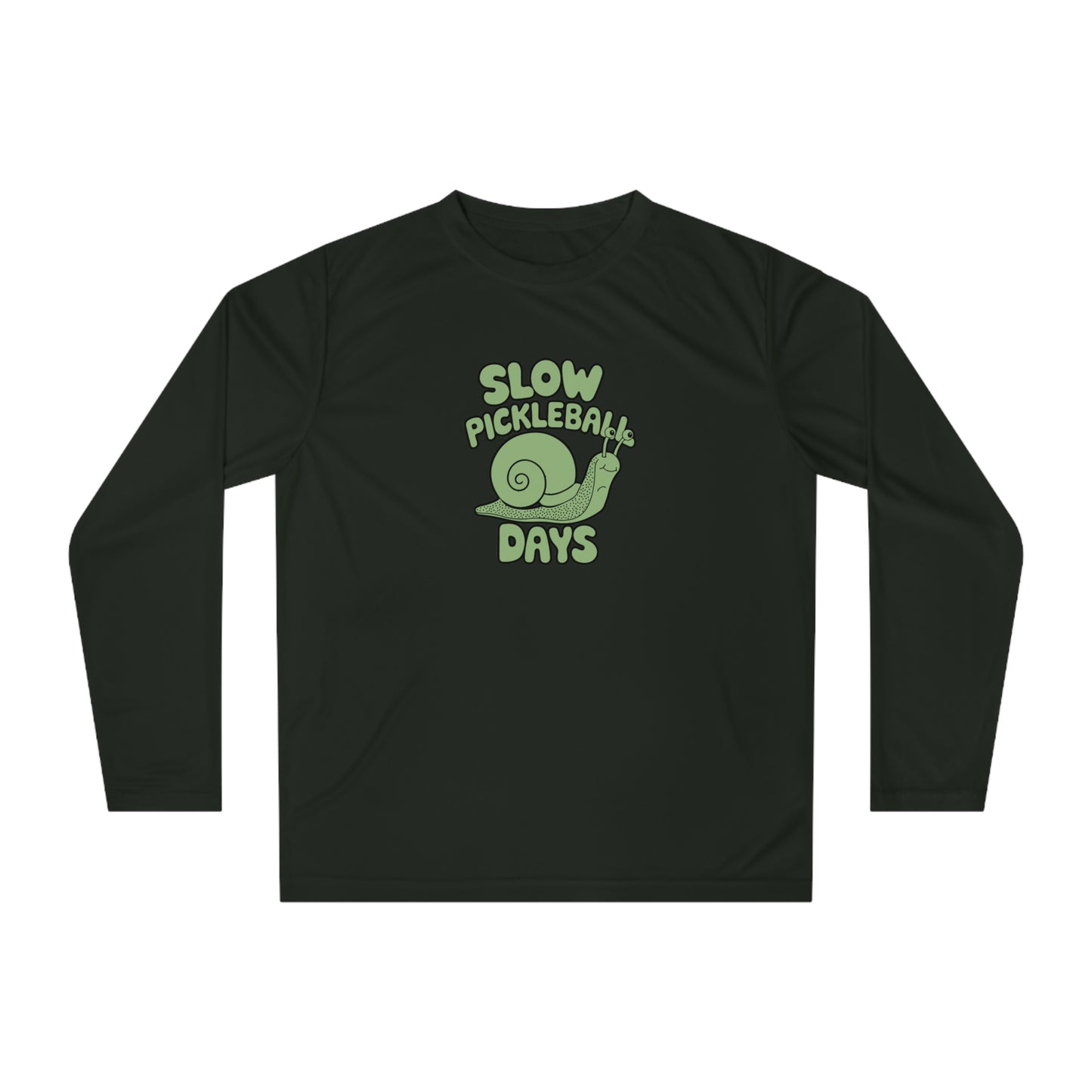Men's Eye-Catching Pickleball Long Sleeves top - Slow Pickleball Days Black