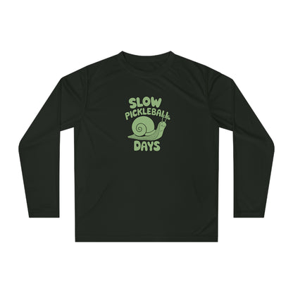 Men's Eye-Catching Pickleball Long Sleeves top - Slow Pickleball Days Black