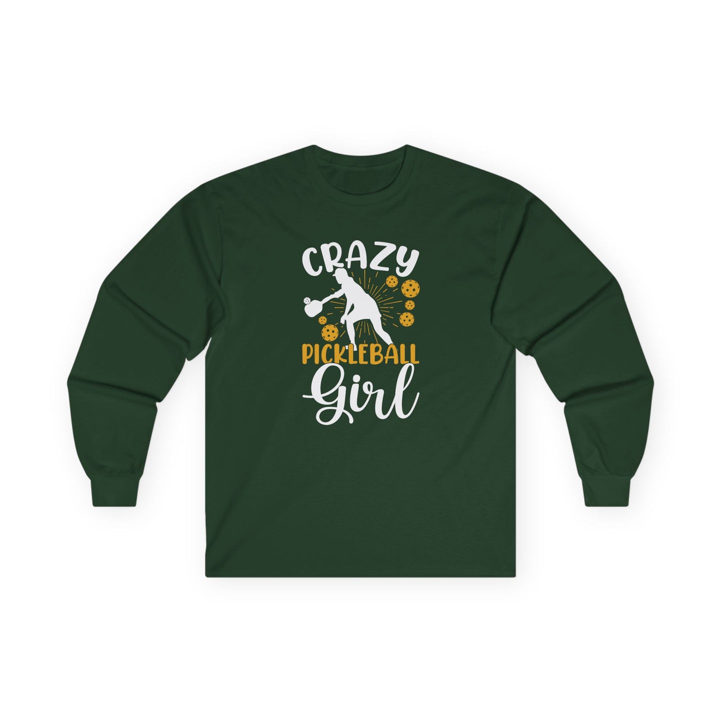 Women's Comfy Pickleball Long Sleeves top - Crazy Pickleball Girl Green