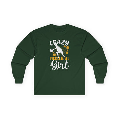 Women's Comfy Pickleball Long Sleeves top - Crazy Pickleball Girl Green