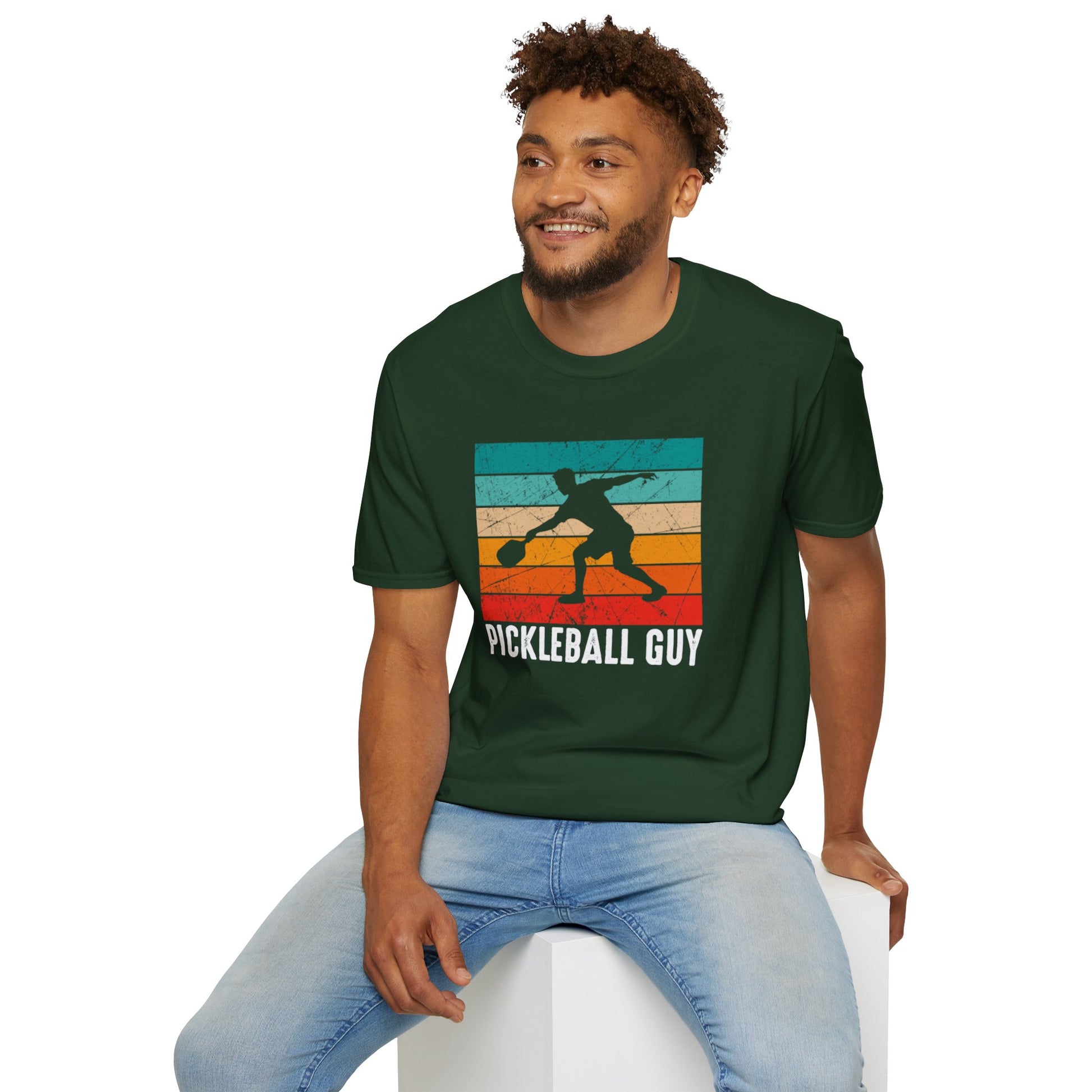 Men's Eye-Catching Pickleball T-shirt - Pickleball Guy Retro