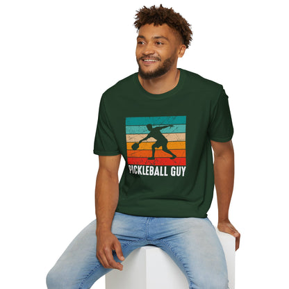 Men's Eye-Catching Pickleball T-shirt - Pickleball Guy Retro