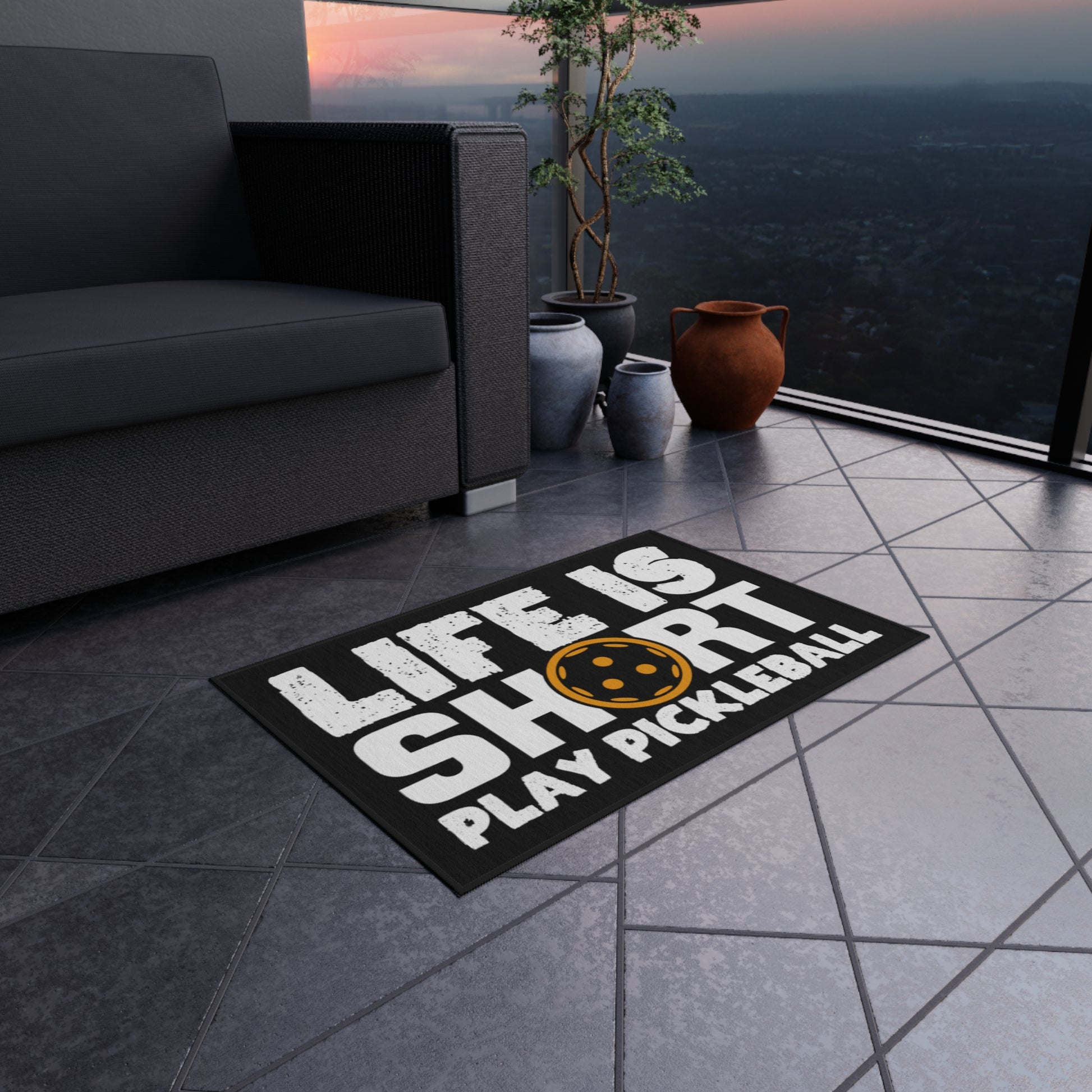 Pickleball Durable Outdoor Rug - Life is Short Play Pickleball