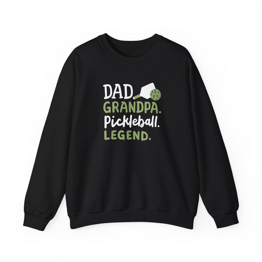 Men's Soft Pickleball Sweatshirt - Dad Grandpa Pickleball Legend Black