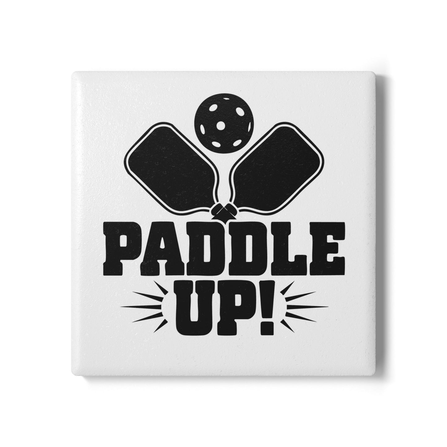 Pickleball Practical Ceramic Coaster - Paddle Up White
